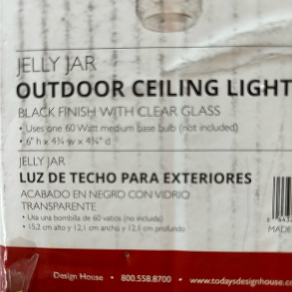 Design House 587220 Jelly Jar 1-Light Outdoor Flush Mount Ceiling Light - Picture 3 of 3